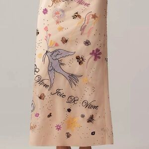 Elegant Anthropologie Embroidered Midi Skirt with Floral Design Sz S NWT